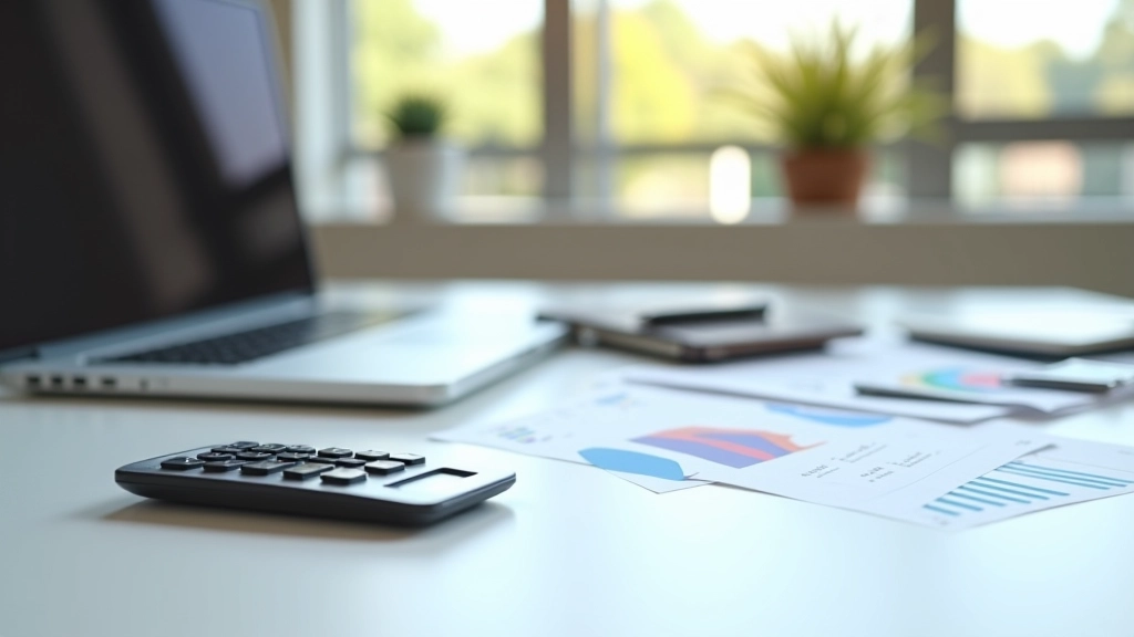 Espace de travail pour la planification financière avec ordinateur portable et documents budgétaires organisés