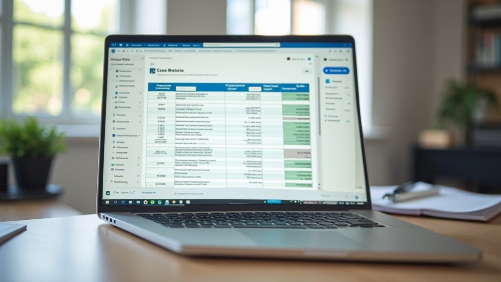 Ordinateur portable affichant des documents financiers et budget personnel