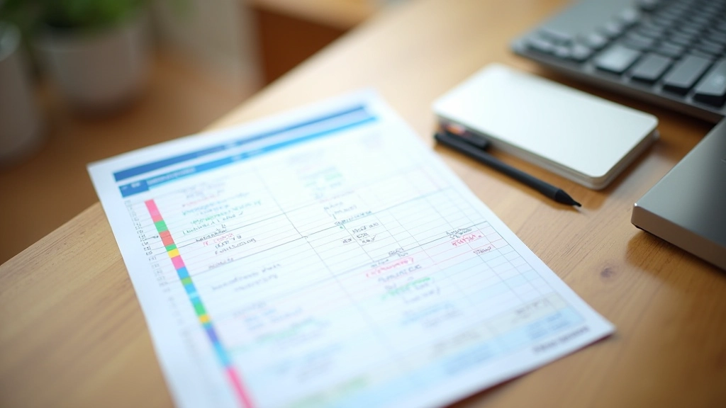 Feuille de calcul avec les dépenses mensuelles tracées mois par mois, colonnes colorées montrant les variations saisonnières